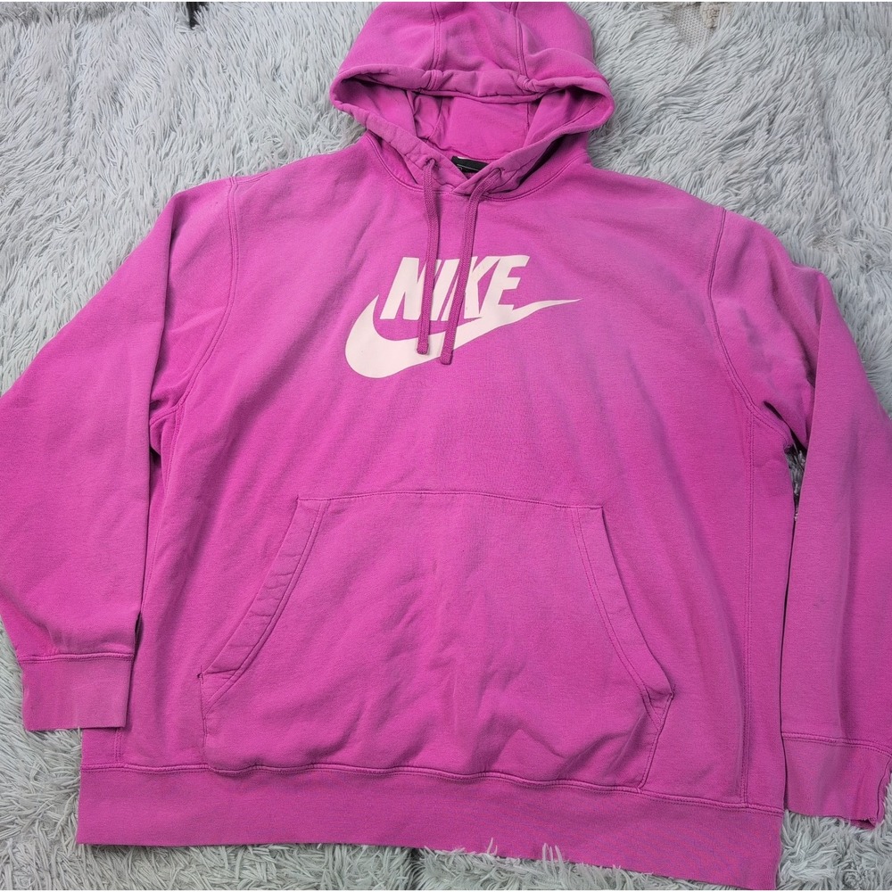 Nike Sweatshirt Womens XXL Pink Hoodie Swoosh Athletic Pocket Comfort Chore